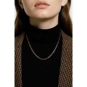 Jane Diaz Gold Plated Sterling Silver Paper Clip Handmade Chain Necklace